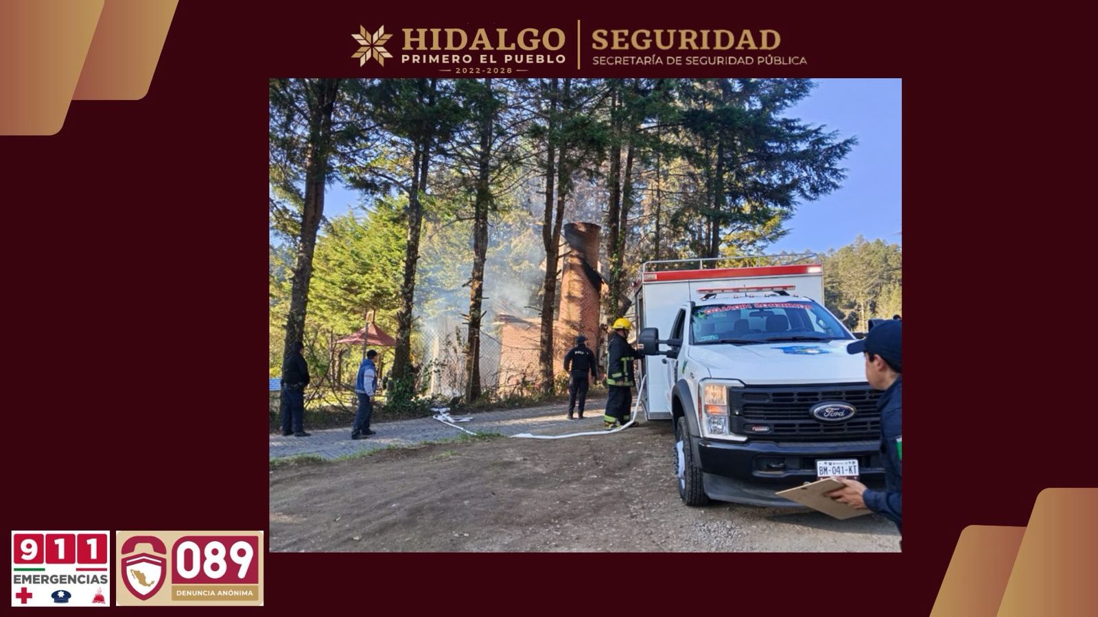 Policía Turística y H. Cuerpo de Bomberos atienden incendio en Mineral del Chico y evitan su propagación