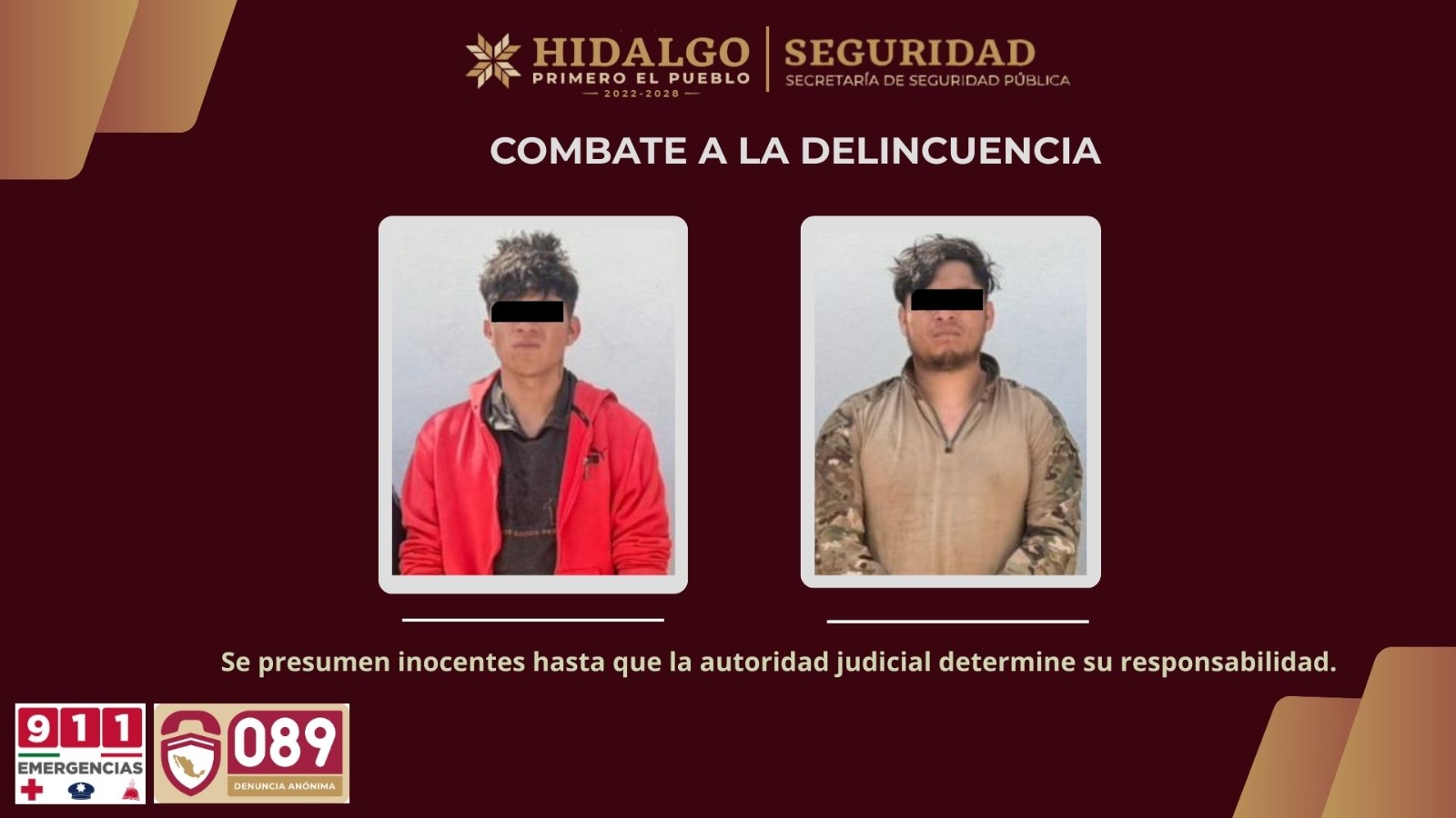 Seguimiento del C5i deriva en aseguramiento de generadores de violencia en Tezontepec de Aldama