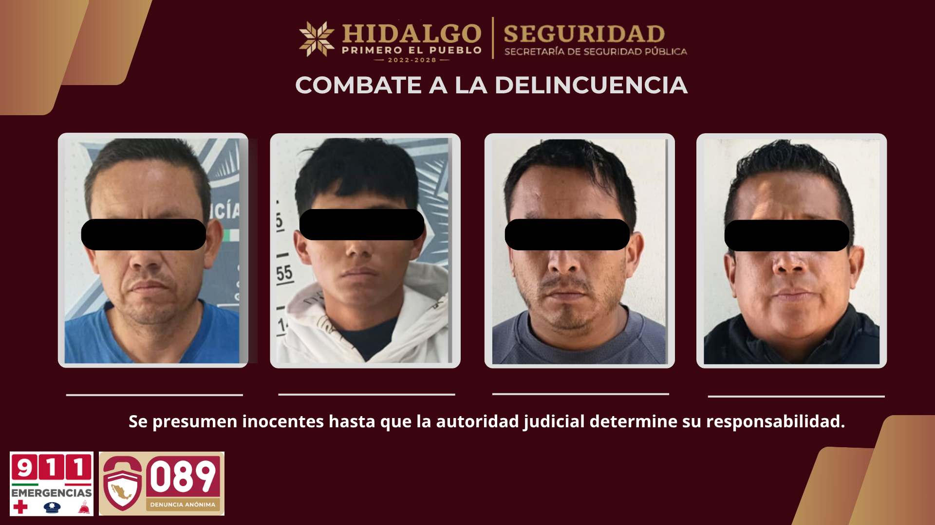 Dos robos frustrados en Atitalaquia: SSPH asegura a cuatro presuntos responsables