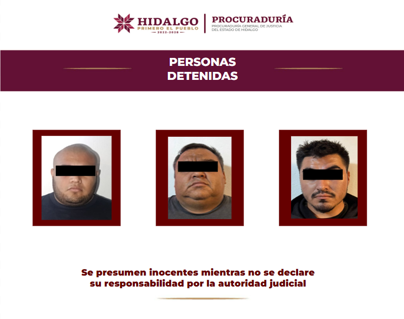 Mediante cateos en Zempoala y Mineral de la Reforma, detiene PGJEH a tres personas en posesión de armas de fuego, cartuchos útiles y estupefacientes