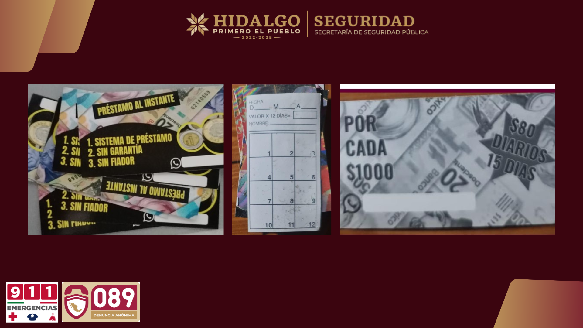 Con múltiple detención, la SSPH combate al delito de préstamos 