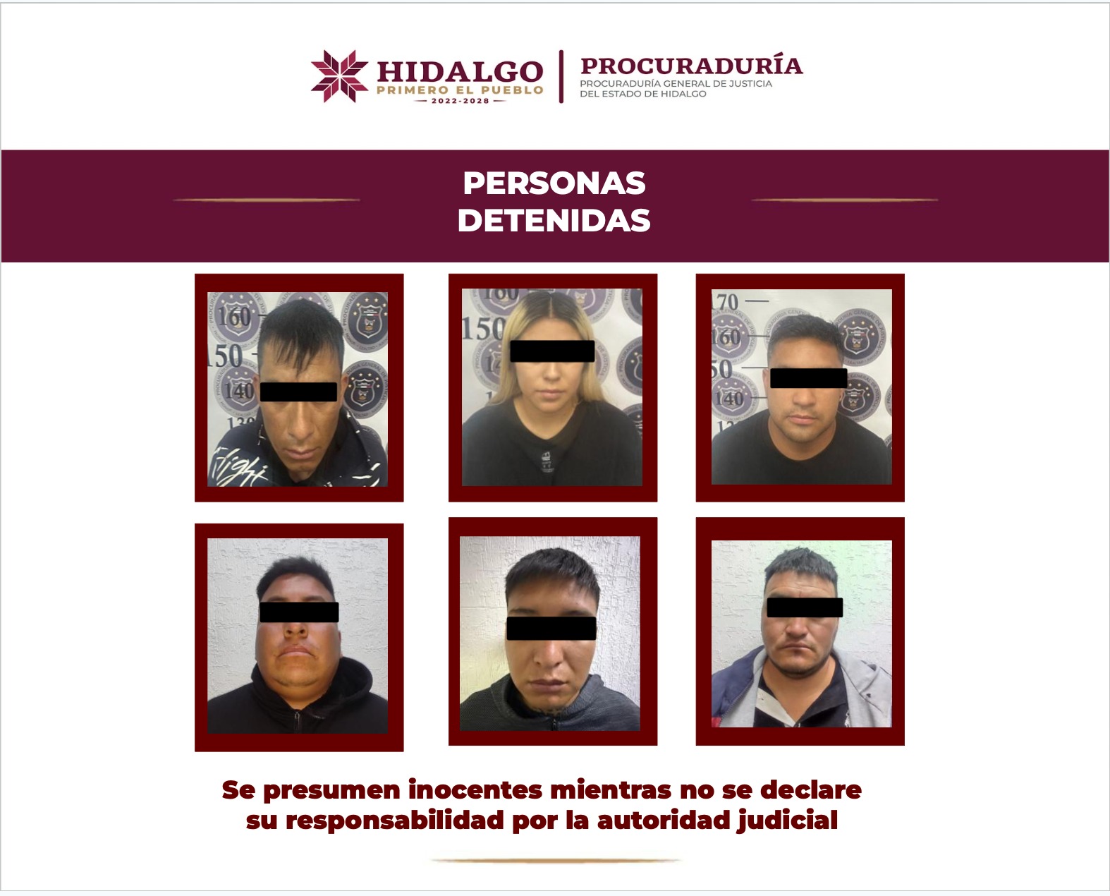 Durante cateo por narcomenudeo, PGJEH detuvo a siete personas en posesión de narcóticos, armas de fuego y equipo táctico
