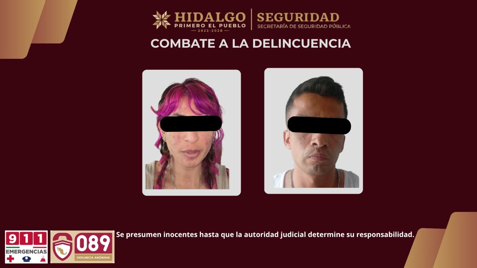 Mediante cateos, SSPH asegura a dos presuntos integrantes de banda dedicada al robo de motocicletas en Pachuca