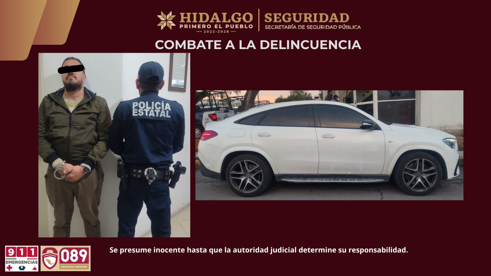 SSPH recupera vehículo robado en plaza comercial de Pachuca;  aseguran a presunto responsable
