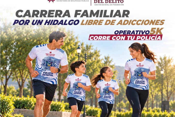 SSPH invita a correr en familia por un Hidalgo libre de adicciones